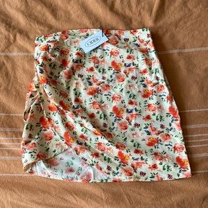 Cider Floral Wrap Mini Skirt